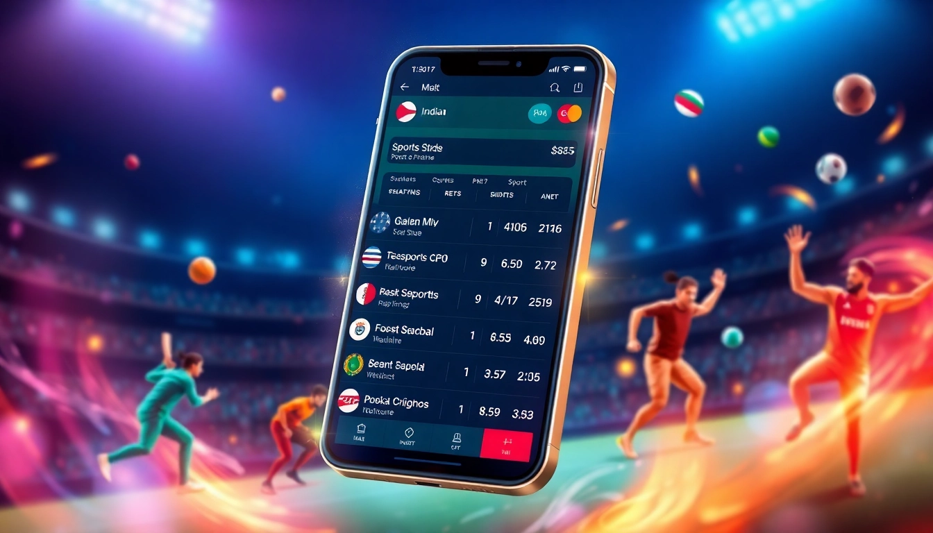 Engaging visual of fairplay online sports betting app interface with live odds and Indian sports icons for easy betting access.