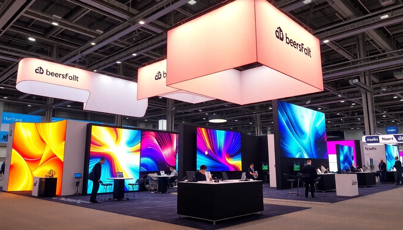 Tradeshow displays attract attendees with vibrant LED booths and engaging presentation setups