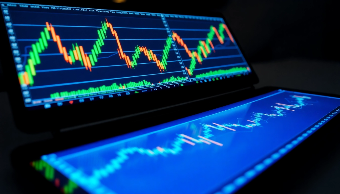 Trading view chart analysis showing real-time market data with colorful candlesticks and