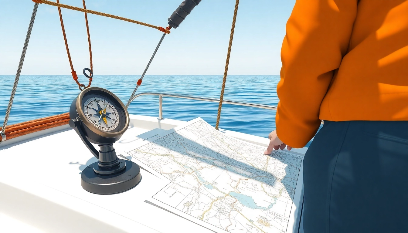 Professional demonstrating Boots Versegelung navigation technique on boat, focusing on accurate